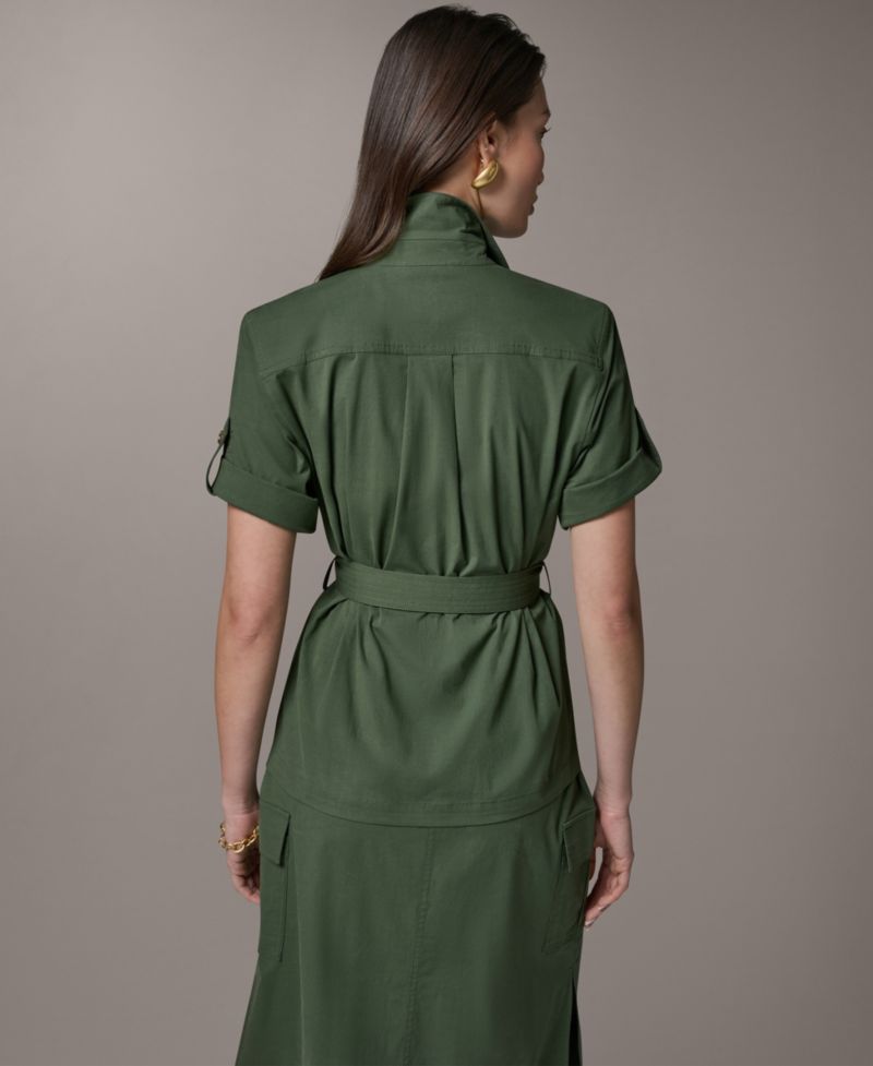 Women's Short-Sleeve Belted Safari Jacket