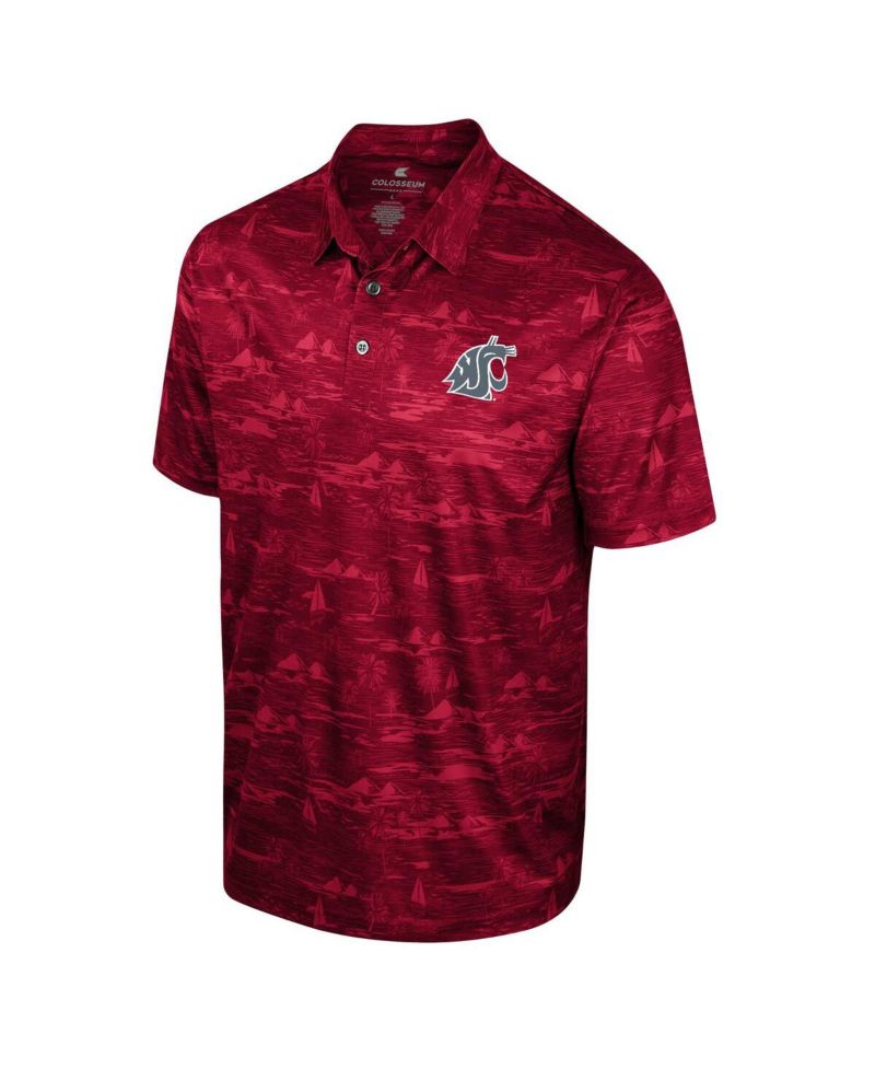 Men's Crimson Washington State Cougars Daly Print Polo Shirt