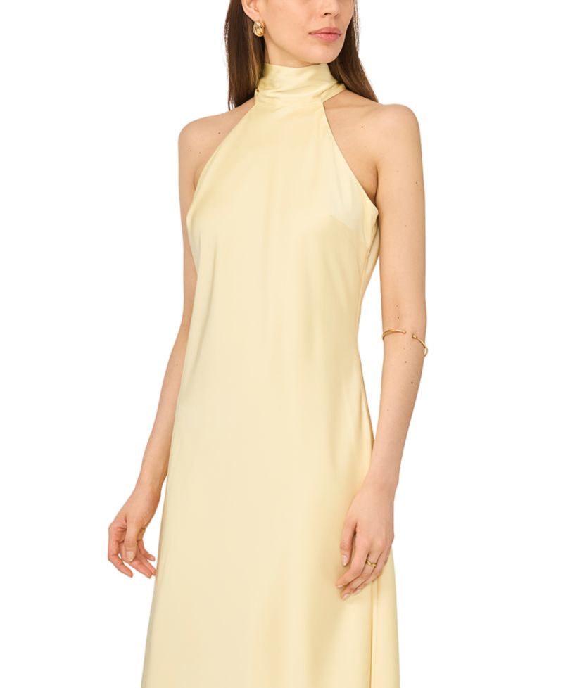 Women's Draped Tie-Back Halter Dress