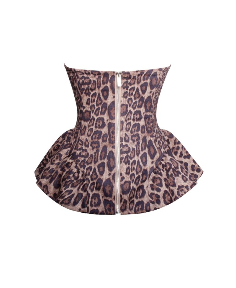 Women's Qiara Cheetah Print Peplum Top with Lace Trim