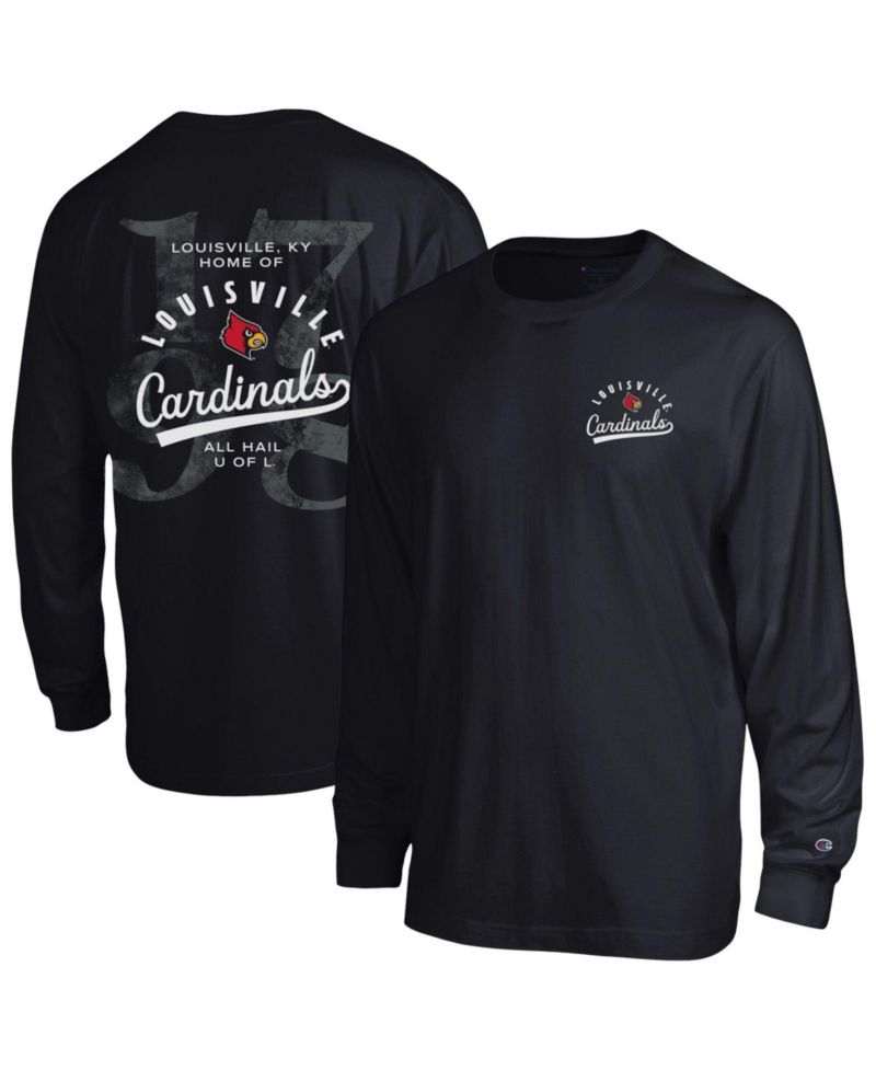 Men's Louisville Cardinals Laminated All-Star Long-Sleeve Screen-Print Graphic Relaxed-Fit T-Shirt