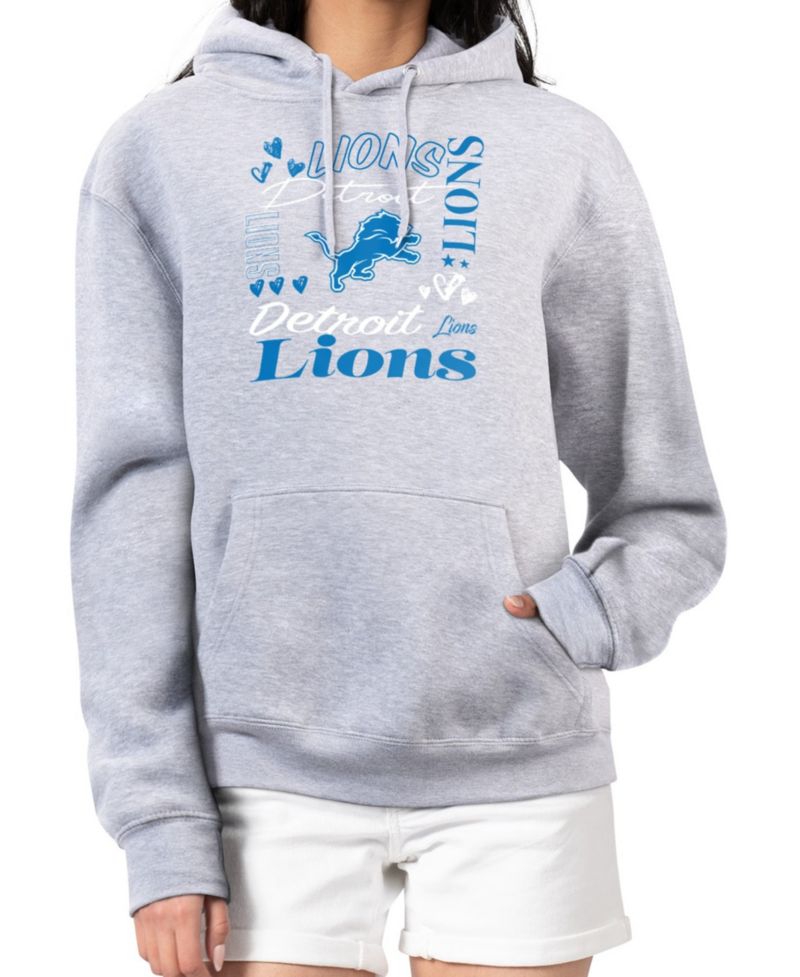 Women's Heather Gray Detroit Lions Collage Graphic Fleece Pullover Hoodie