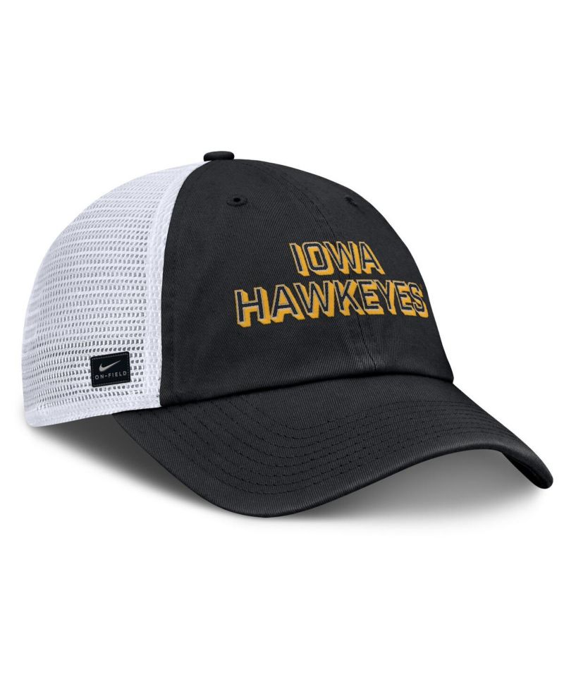 Men's Black Iowa Hawkeyes 2025 Gameday On-Field Club Adjustable Trucker Hat