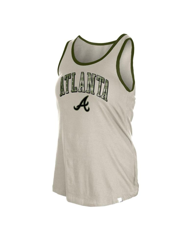 Women's Cream Atlanta Braves Armed Forces Tank Top