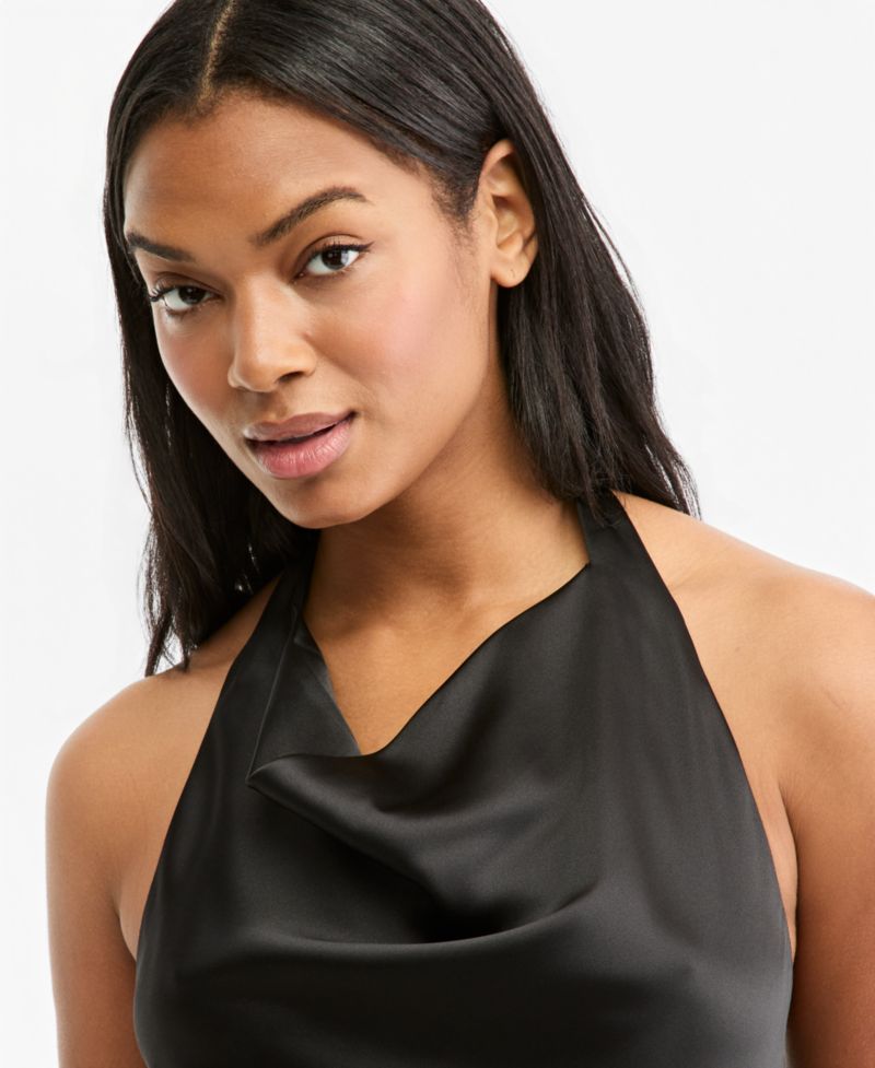 Women's Satin Halter Mini Dress
