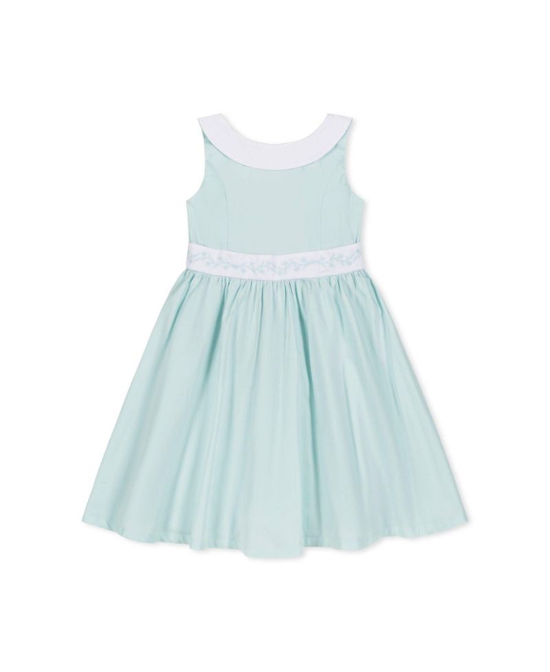 Toddler Girls Hope and Henry Heirloom Round Collar Sateen Party Dress with Embroidered Sash