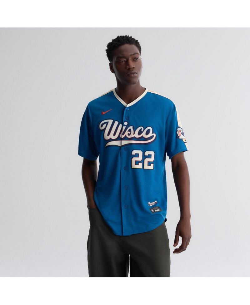 Men's Christian Yelich Mineral Blue Milwaukee Brewers 2026 City Connect Stadium Jersey
