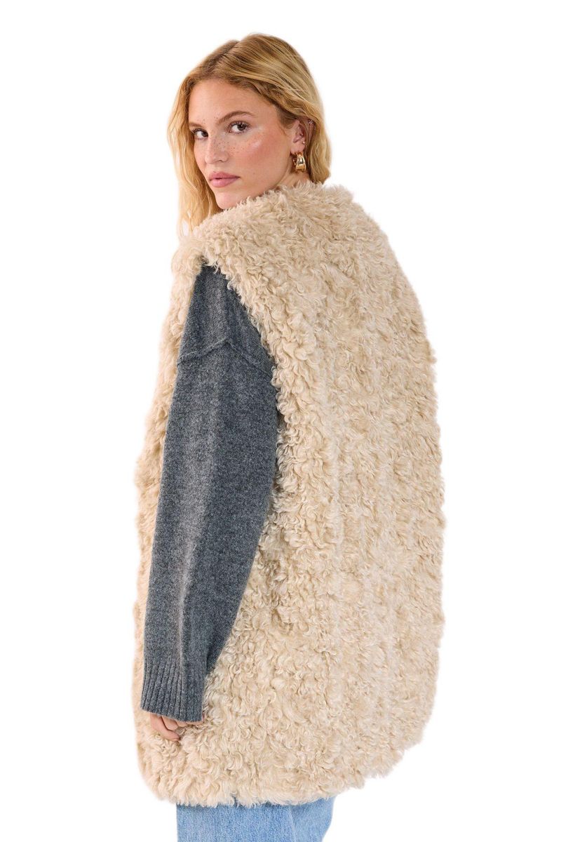 Women's Curly Faux Fur Borg Gilet