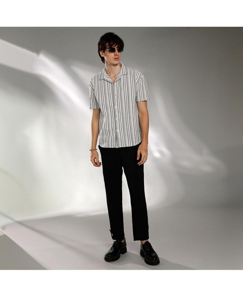Men's Striped-Weave Oversized Shirt