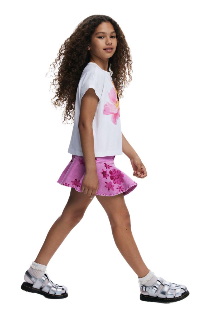 Girls's Short denim floral skirt