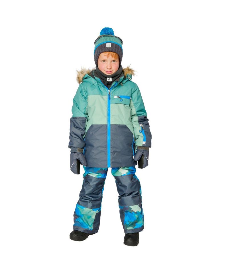 Little and Big Boy 6-14 Two Piece Play Snowsuit Colorblock with Camouflage Pants