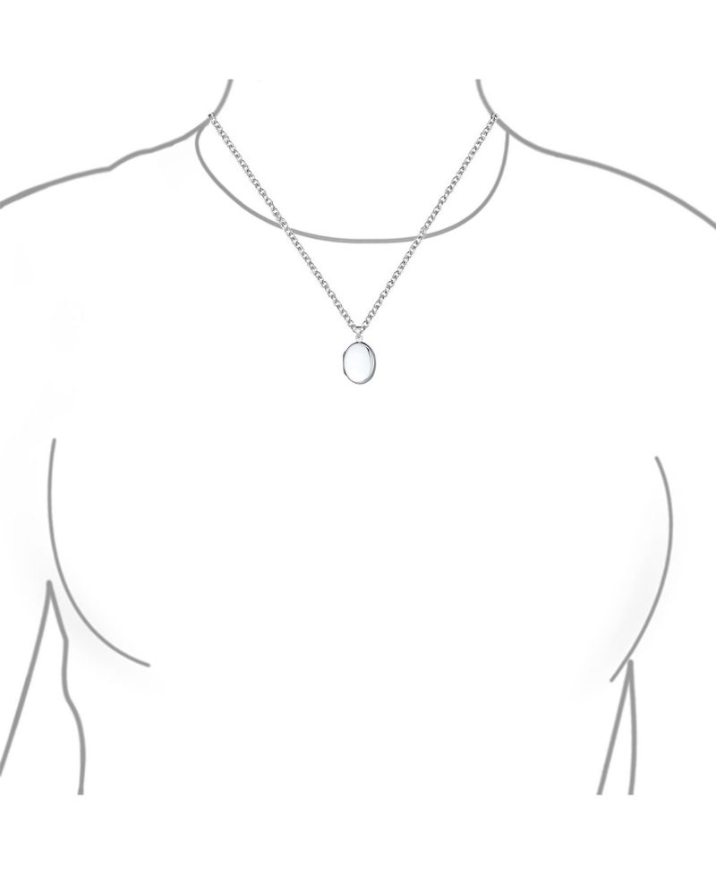 Simple Plain Oval Keepsake Photo Lockets Necklace Pendant .925 Silver Sterling Small