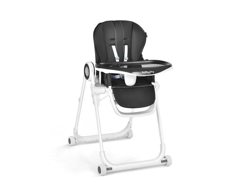 Girls High Chair Foldable Feeding Chair with 4 Lockable Wheels