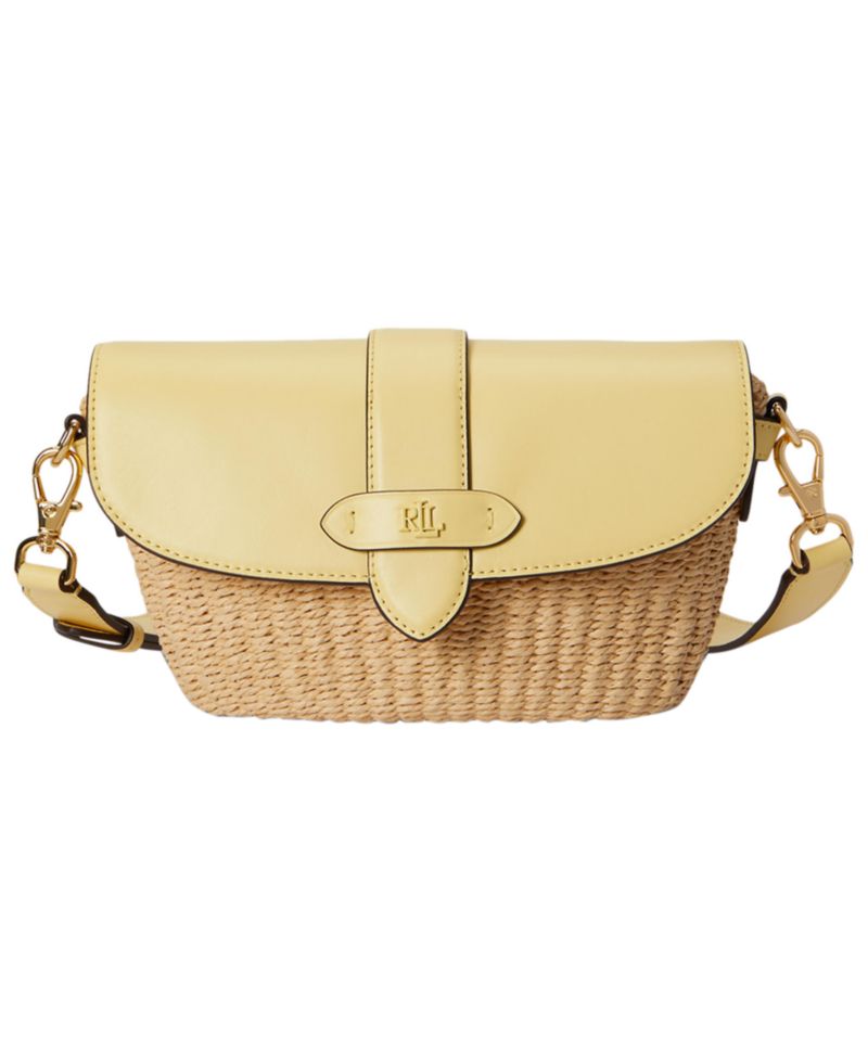 Lynden Straw-Leather Small Shoulder Bag
