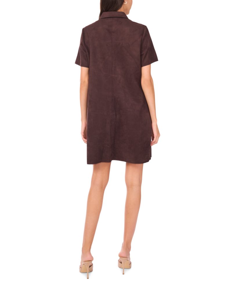 Petite Scuba Crepe Collared Short-Sleeve Shift Dress