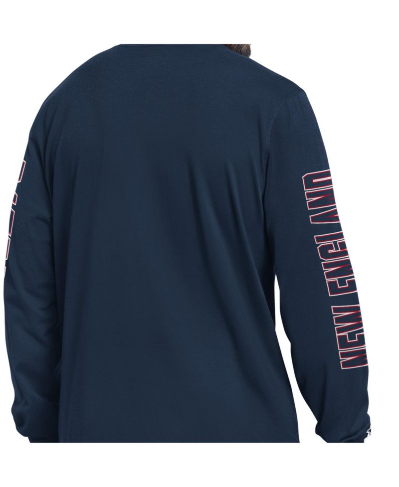 Men's Navy New England Patriots Clutch Hit II Long-Sleeve T-Shirt