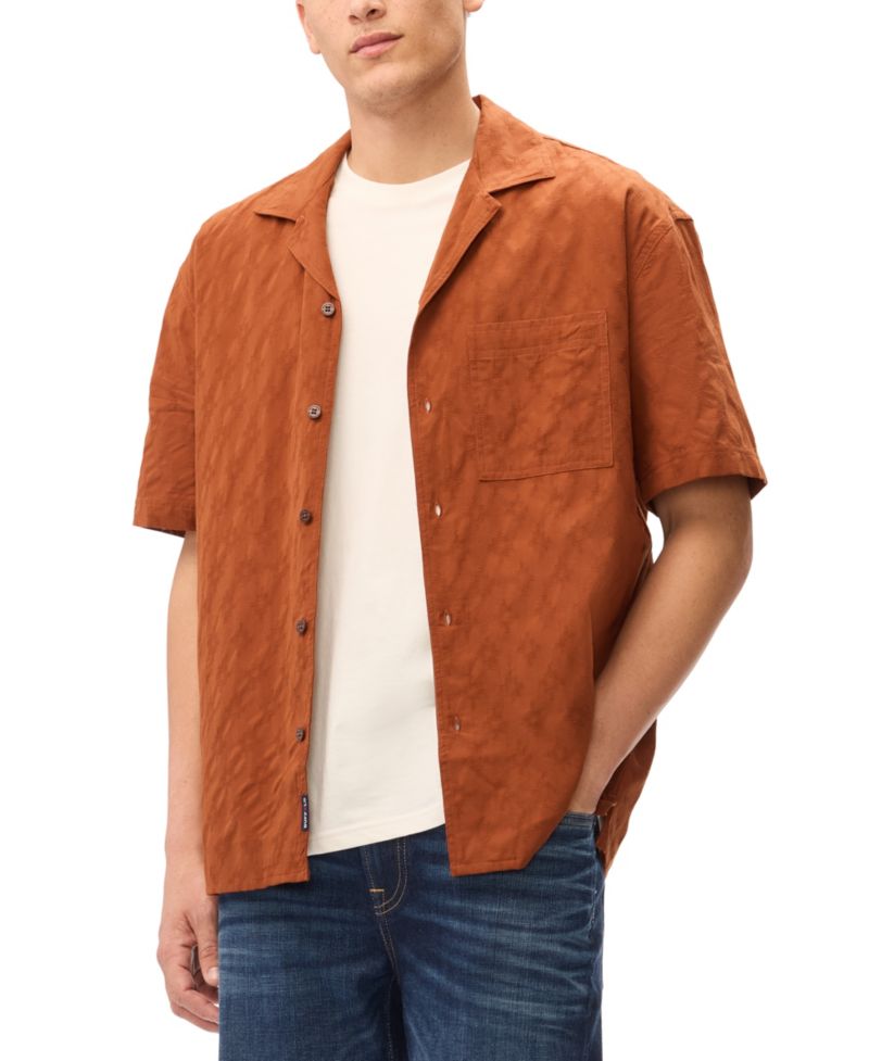 Men's Textured Pattern Short-Sleeves Shirt