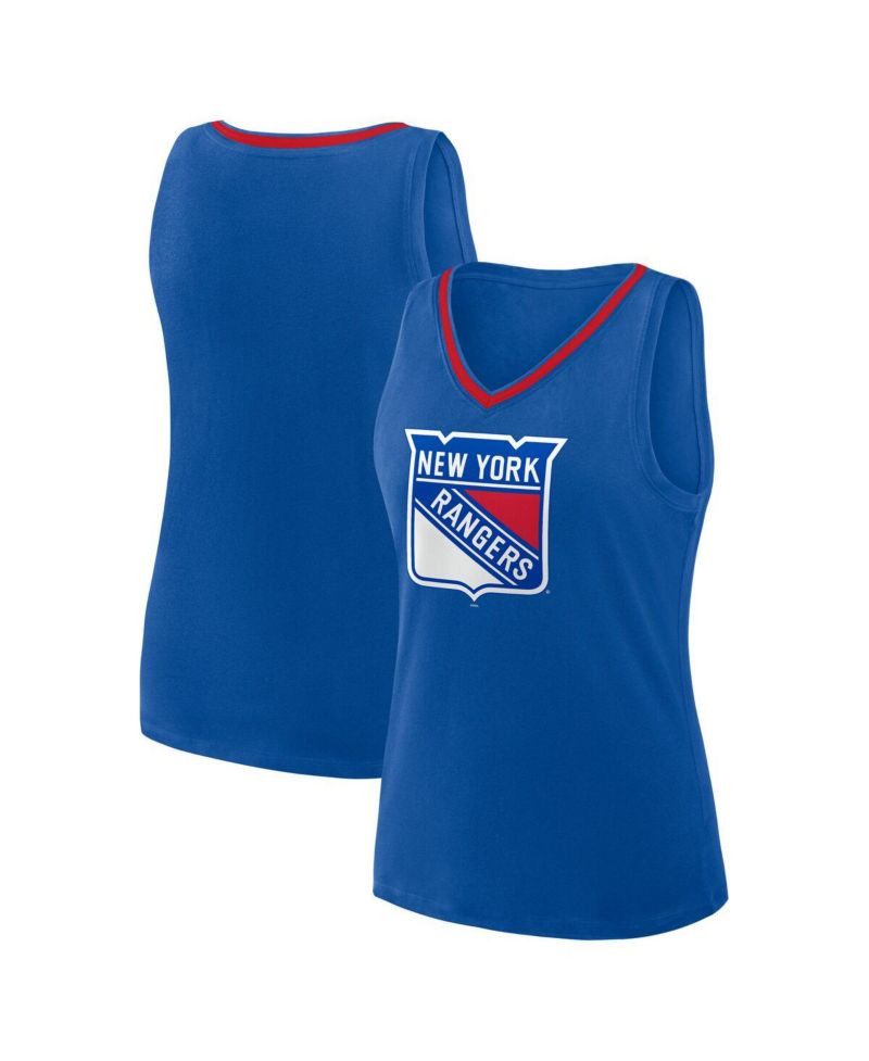 Women's Blue New York Rangers Stellar Win V-Neck Tank Top