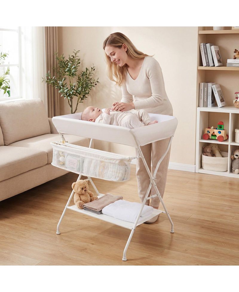 Infant Baby Changing Table Folding Diaper Station Organizer with Storage