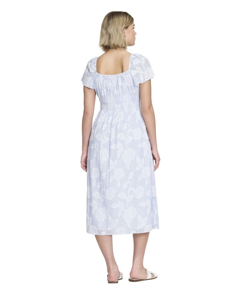 Women's Maia Square Neck Short Sleeve Jacquard Midi Dress