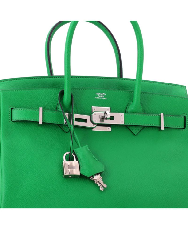 Birkin 30 Handbag Green Epsom with Palladium Hardware