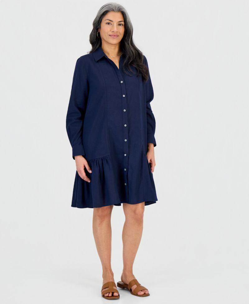 Petite Ruffled-Hem Shirtdress