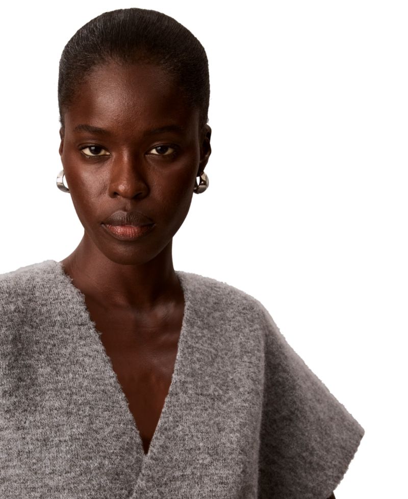 Women's Twist-Knot V-Neck Short-Sleeve Fitted Sweater