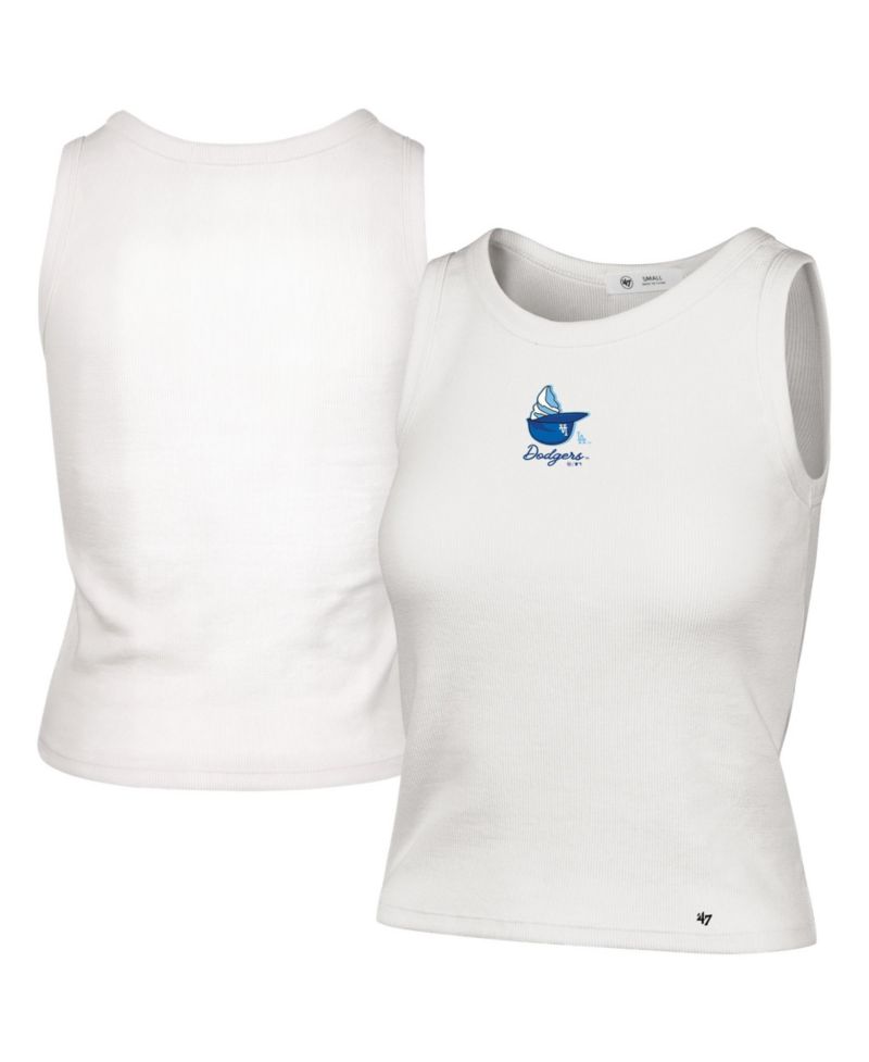 Women's '47 Cream Los Angeles Dodgers Single Swirl Ribbed Baby Tank Top