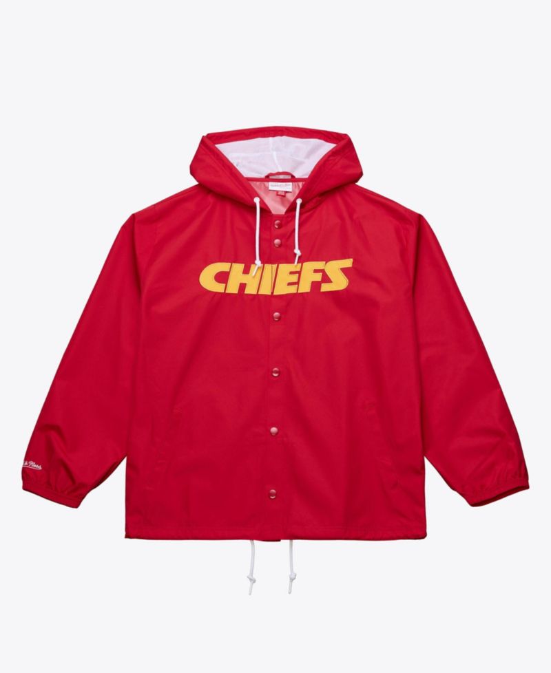 Men's Red Kansas City Chiefs Coaches Full-Snap Hooded Windbreaker Jacket