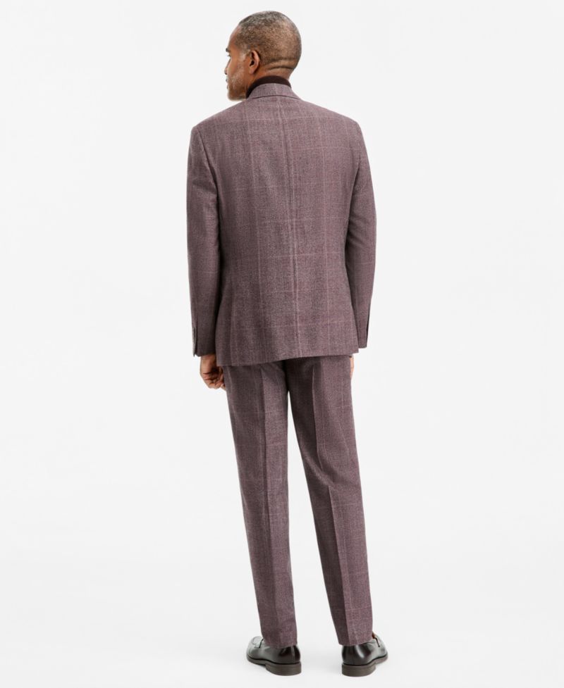 Men's Classic-Fit Wool-Blend Stretch Plaid Suit Separate Pants