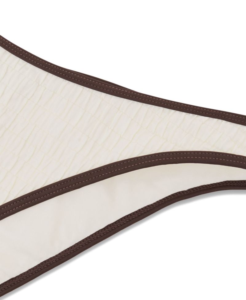 Women's Johannah Tipped Shirred Mid-Rise High-Leg Bikini Bottoms