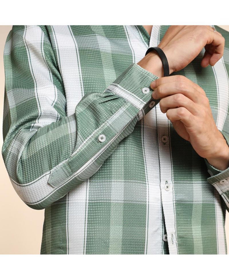 Men's Sage Green Tartan Plaid Shirt