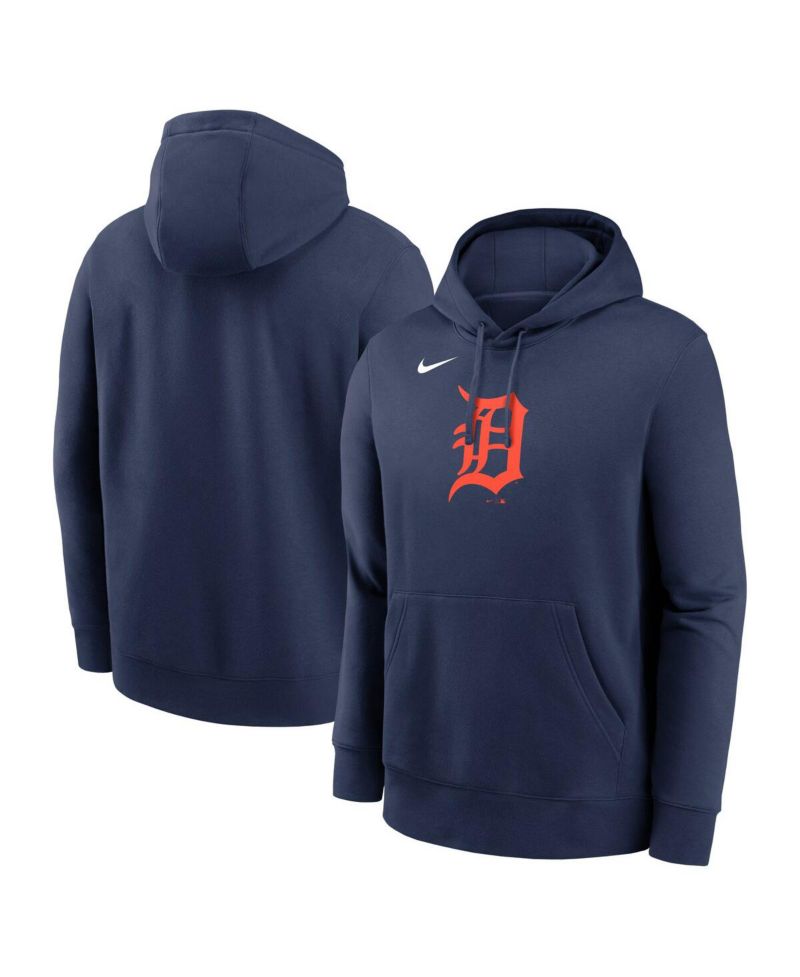 Men's Navy Detroit Tigers Logo Club Fleece Pullover Hoodie