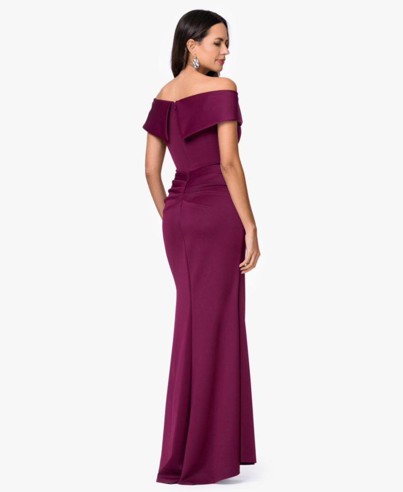 Women's Scuba Off-The-Shoulder Gown