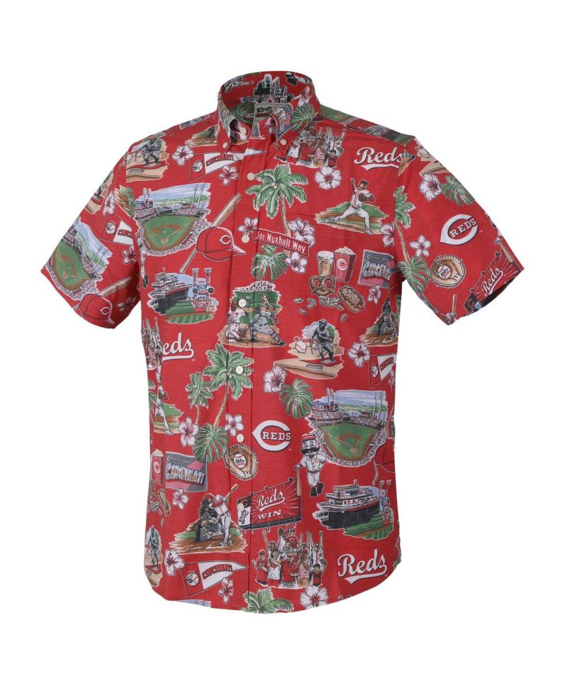 Men's Red Cincinnati Reds Scenic Tri-Blend Button-Down Shirt