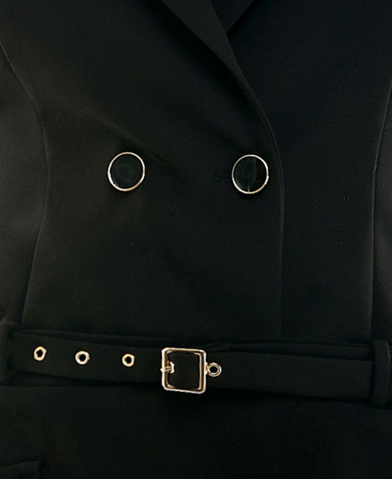 Juniors' Sleeveless Belted Double Breasted Blazer Dress