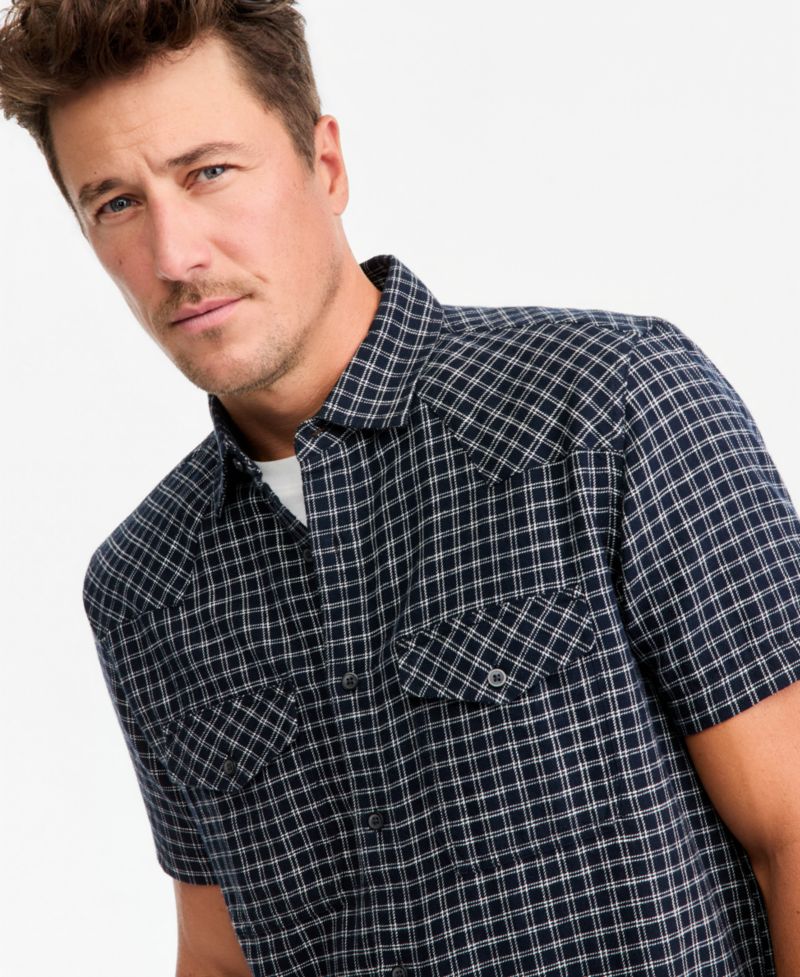 Men's Short-Sleeve Alfredo Mini Check Shirt