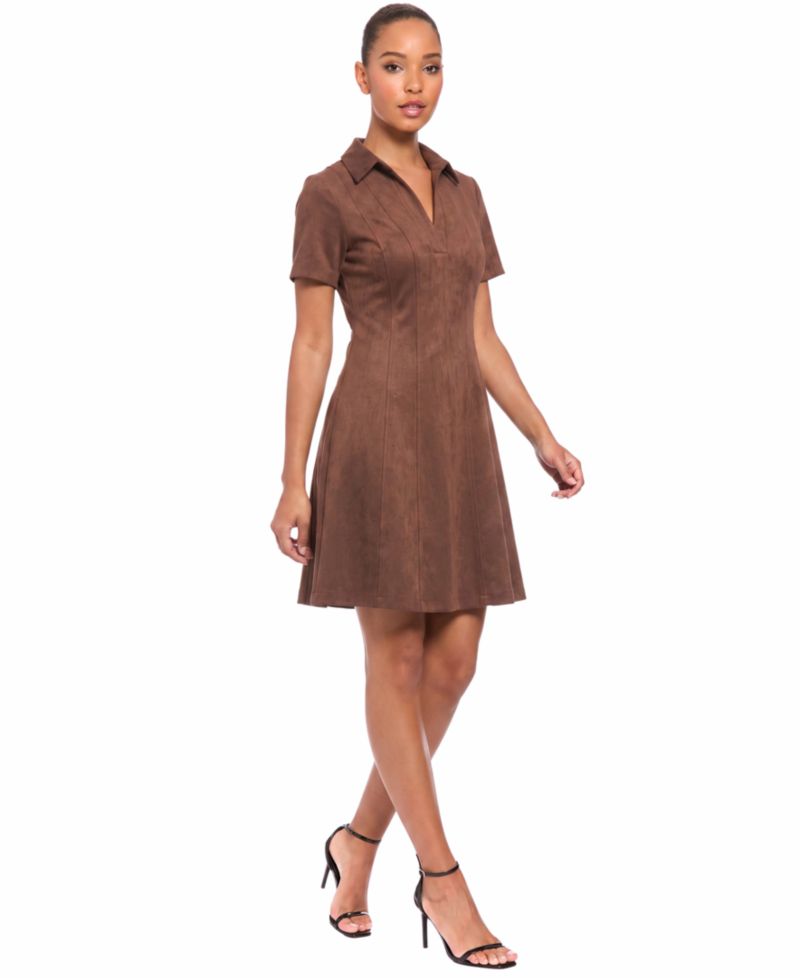 Women's Fit and Flare Short-Sleeve V-Neck Mini Dress
