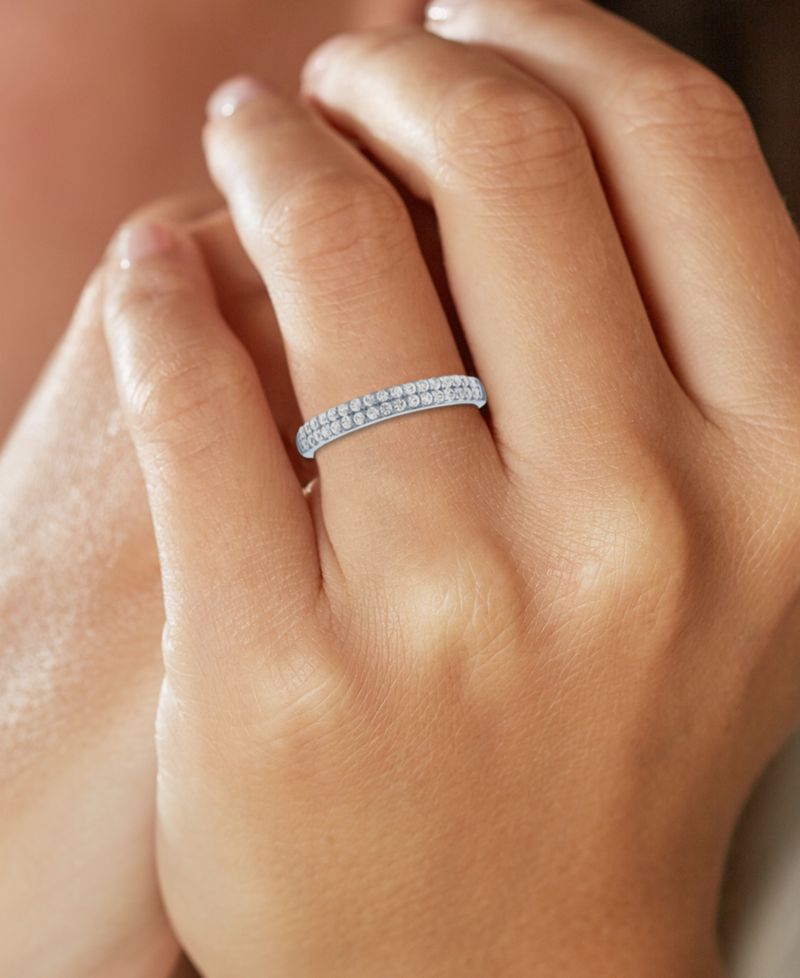 Lab-Grown Two-Row Diamond Ring (1/3 ct. t.w.) in 10k White Gold
