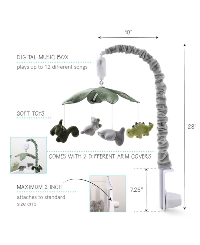 Baby Crib Mobile for Boys or Girls, Dinosaur, Musical