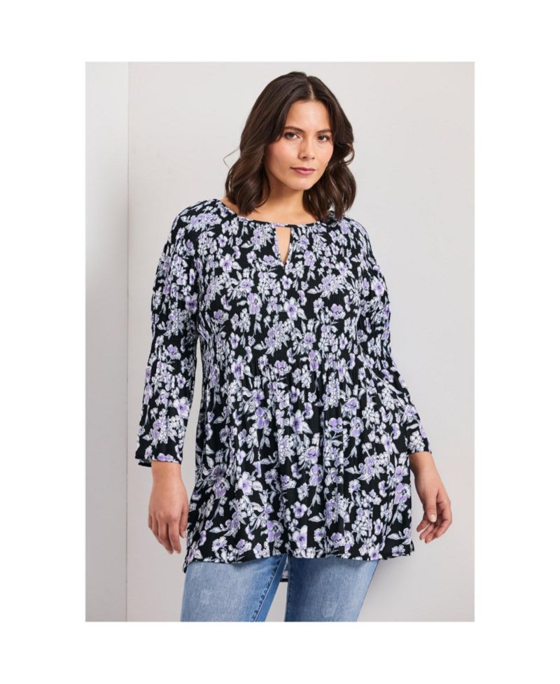 Women's Plus Size Keyhole Bell Sleeve Tunic