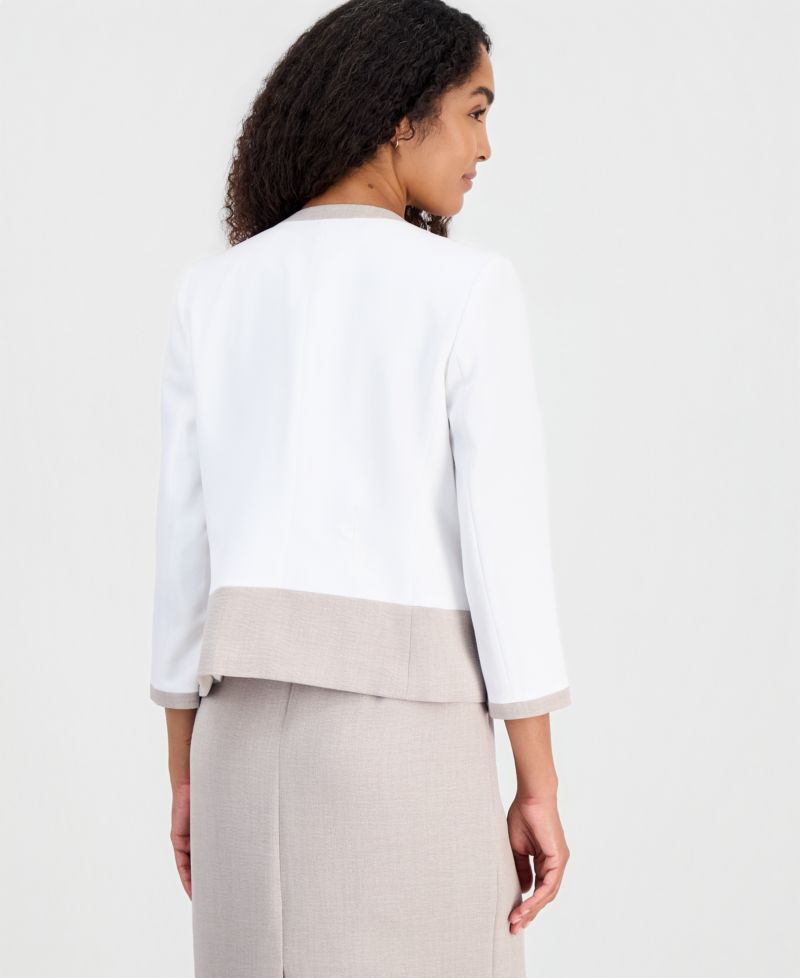 Women's 3/4-Sleeve Open-Front Color Block Blazer, Regular & Petite
