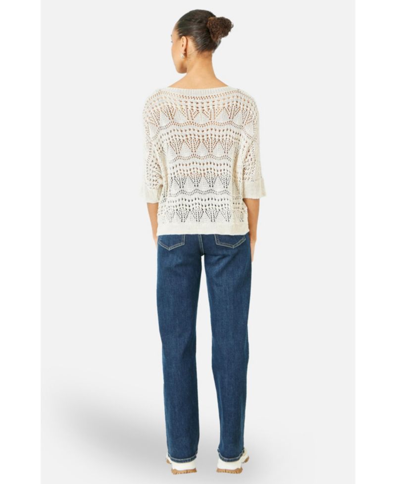 Women's Cotton Mix Relaxed Fit Pointelle Jumper