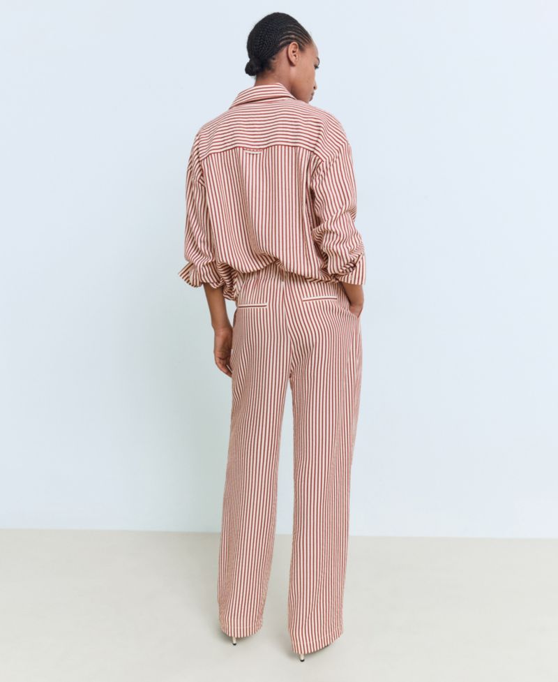 Women's Pleated Striped Pants