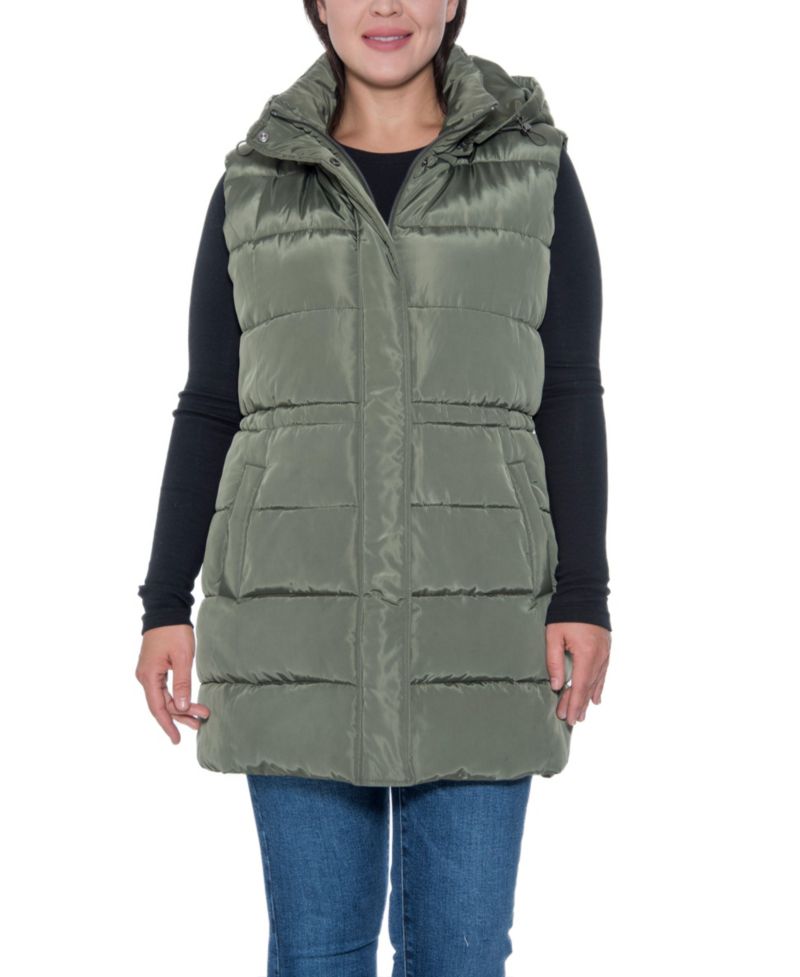 Plus Size Puffer Vest With Drawstring Waist