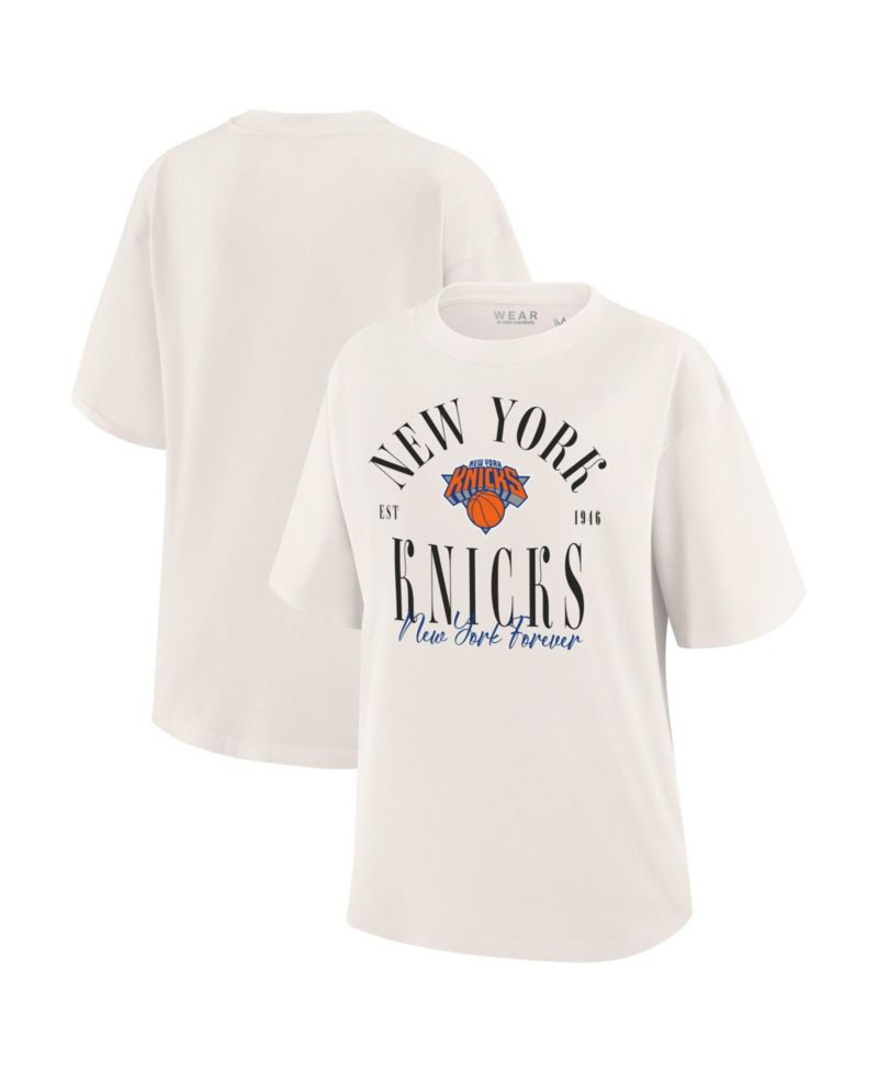 Women's White New York Knicks Peached Vintage T-Shirt