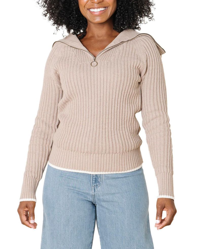 Women's Hope and Henry Organic Raglan Half Zip Sweater