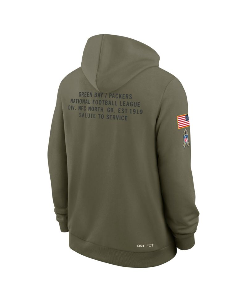 Men's Olive Green Bay Packers 2025 Salute to Service Sideline Standard Issue Dri-FIT Hoodie