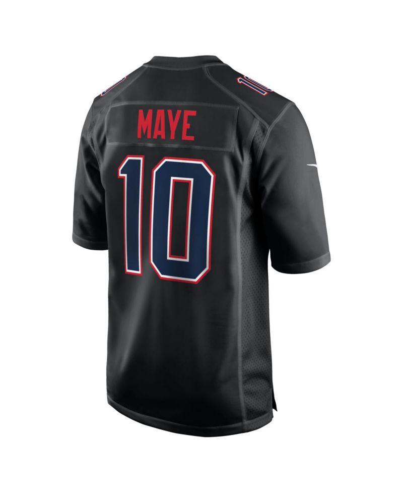 Men's Drake Maye Carbon Black New England Patriots Fashion Game Jersey