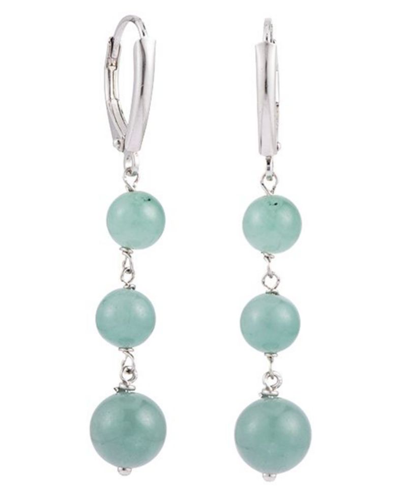 Green Jade Earrings in Sterling Silver